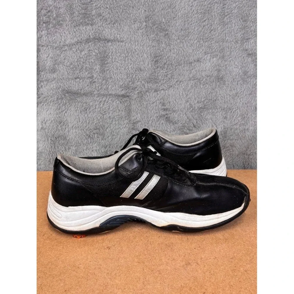Arnold Palmer Mens Black Silver Spiked Golf Shoes Low Top Lace Up Sneakers 9.5